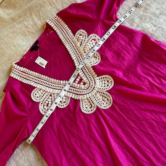 Cute J. Crew NWT Corded Trim Short Hot Pink Tunic Embroidery Dress Beach Pool - Picture 4 of 10